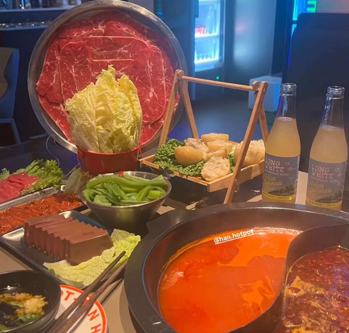 Fresh hot pot ingredients at Han Hot Pot